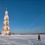 The flooded bell tower of Kalyazin town